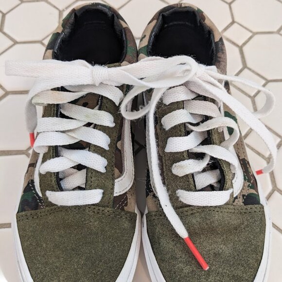 SUPER CLEAN Vans Old Skool Cordura White Asparagus/Desert Camo Sneakers SIZE 1 - Picture 3 of 5